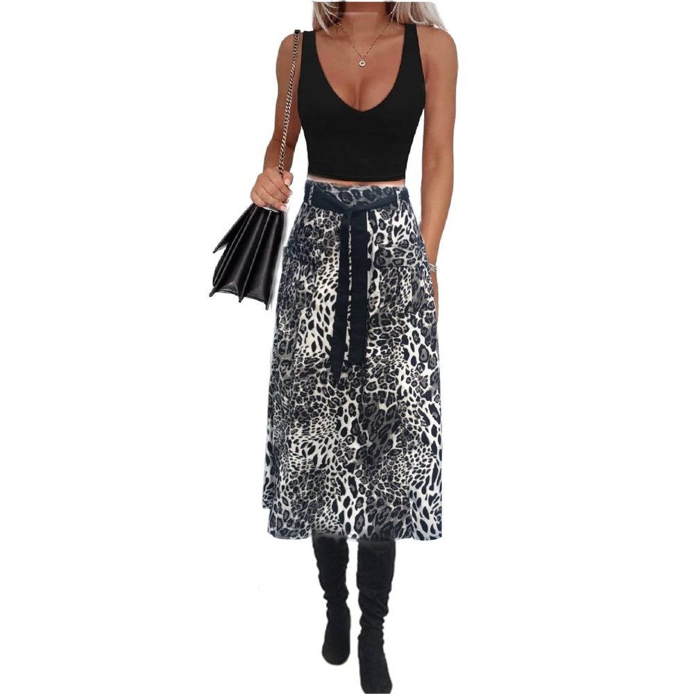 WALTER BAKER Leopard Print A-Line High Waisted Midi Skirt Size 10 - Picture 7 of 7